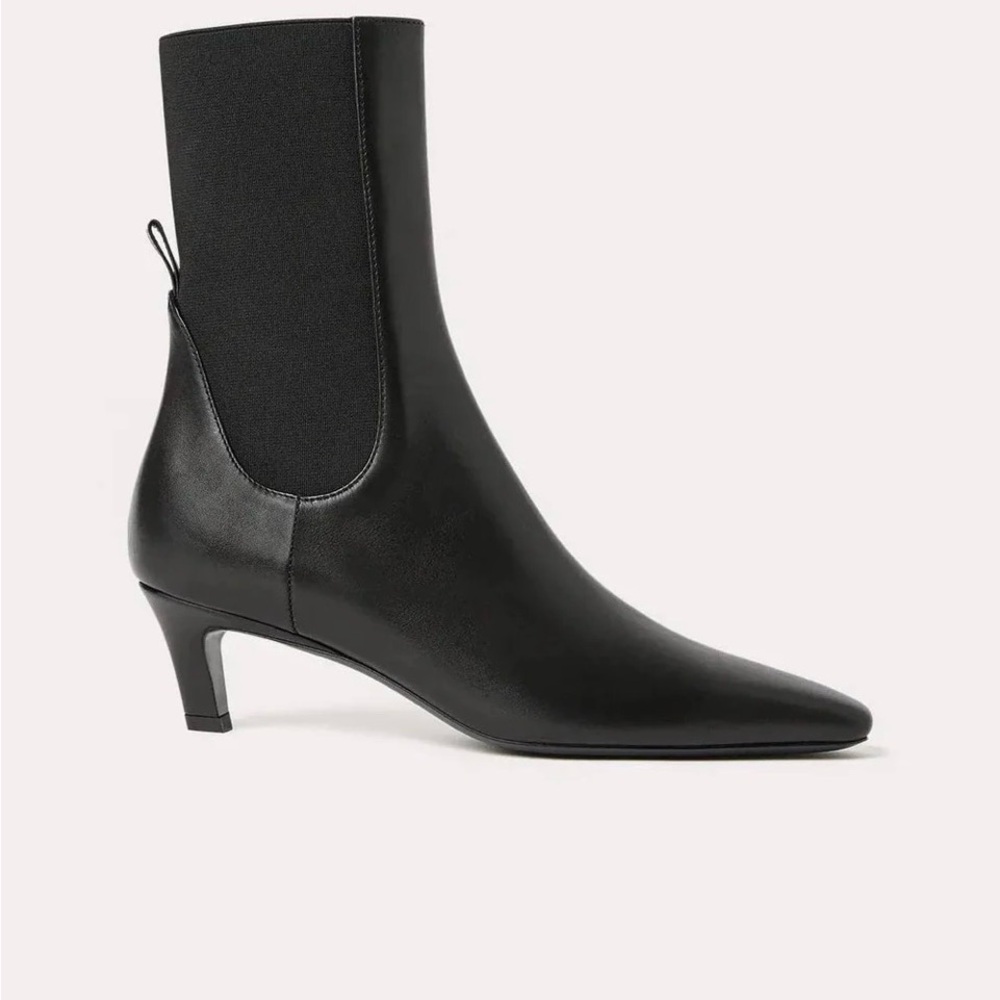Toteme Mid Heel Black Leather Boots Size 39